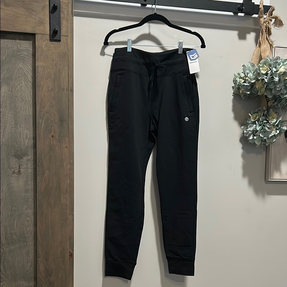 Black Jogger Sweatpants with Tapered Fit and Elastic Waistband